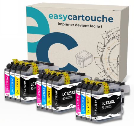 Pack compatible BROTHER LC-123 12 cartouches